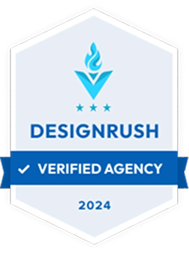 badge indicating that the agency is a "DesignRush Verified Agency" for the year 2024