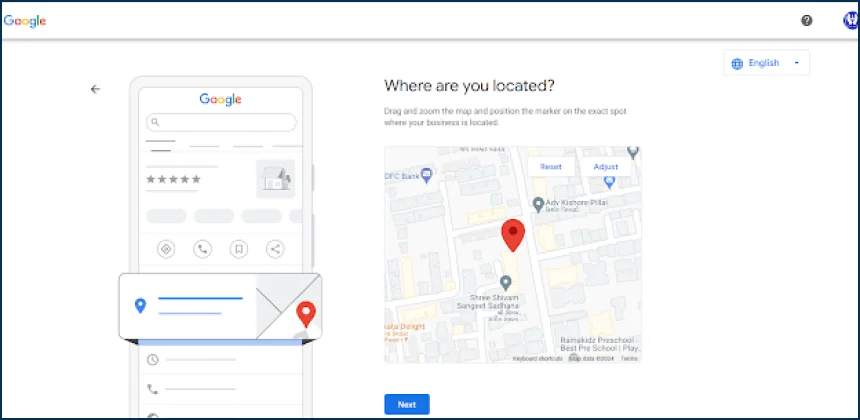 7th step of creating GMB profile- addition of locating map