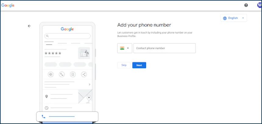 8th step of creating GMB profile- addition of contact details