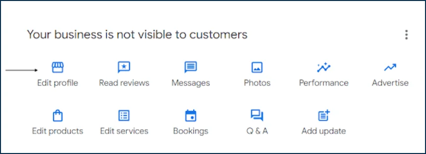 GMB profile dashboard which shows different section to add out business details