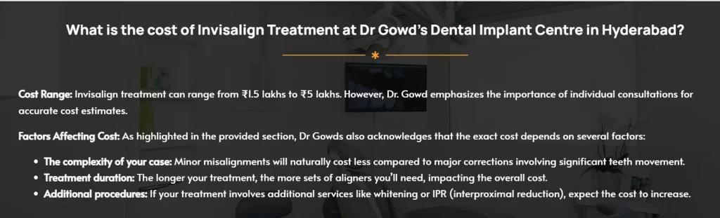 Image showing the cost of Invisalign treatment