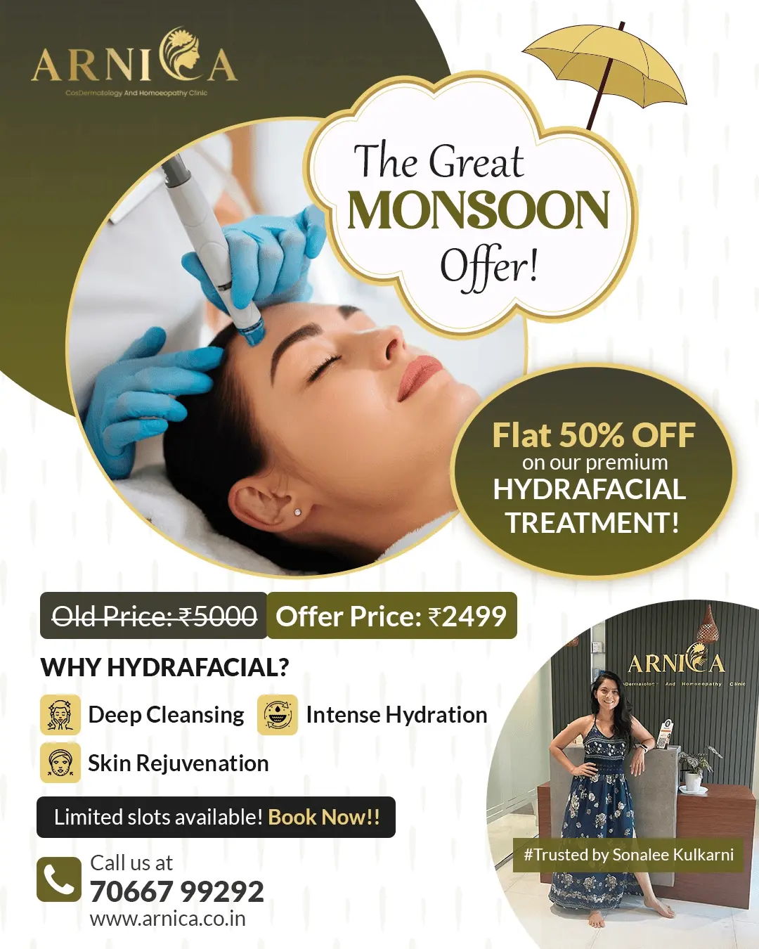 Creative which shows monsoon offer at skin clinic