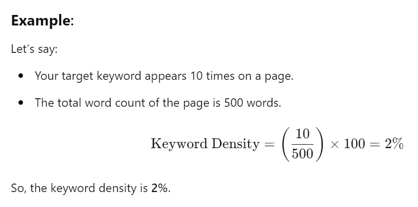 keyword density formula explained with