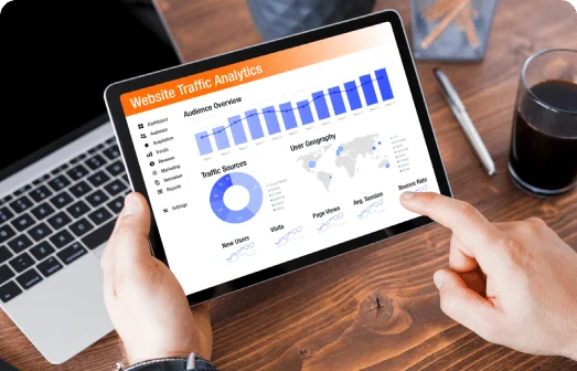 A graphical representation of website traffic analytics