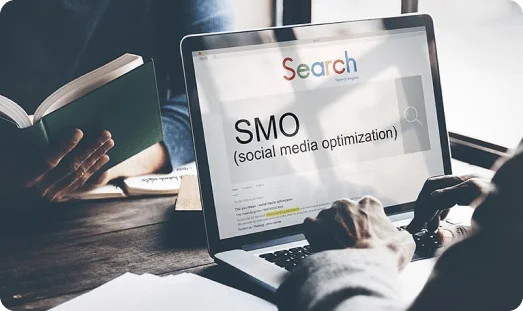 A man searching for social media optimization services (SMO)