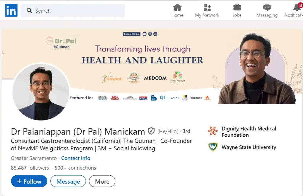 LinkedIn banner of Dr Pal profile