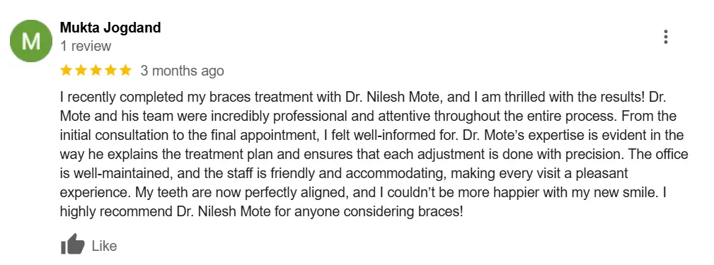 a 5 star review for Apex orthodontics