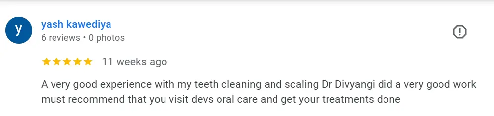 a 5-star review for dental clinic