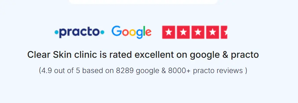 ratings of skin clinic on Practo and Google