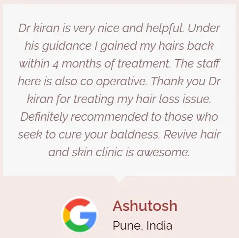 testimonial for Urban Skin Hair Clinic