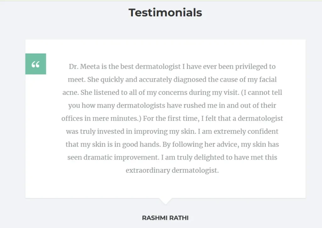 testimonial for dermatologist