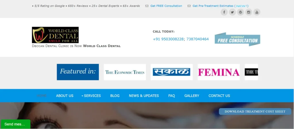 website banner image of- World class dental clinic