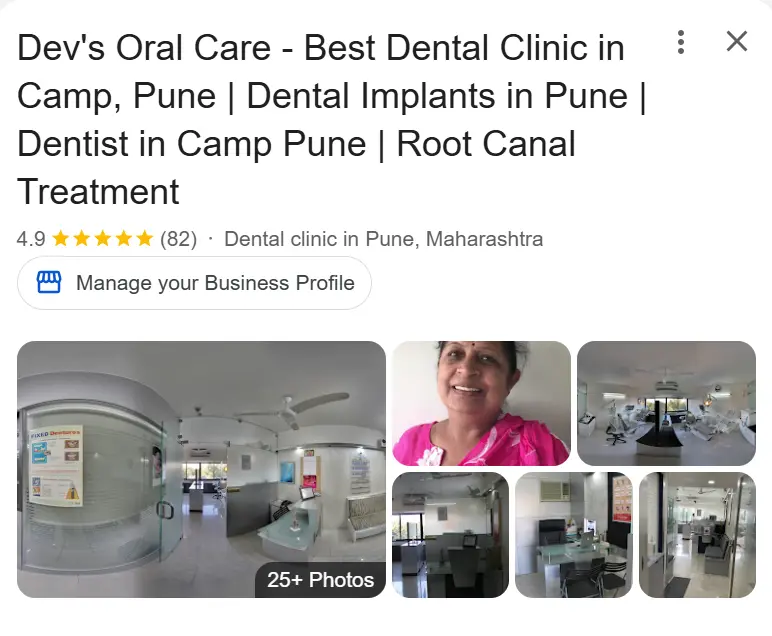 Dev s oral care Google business profile