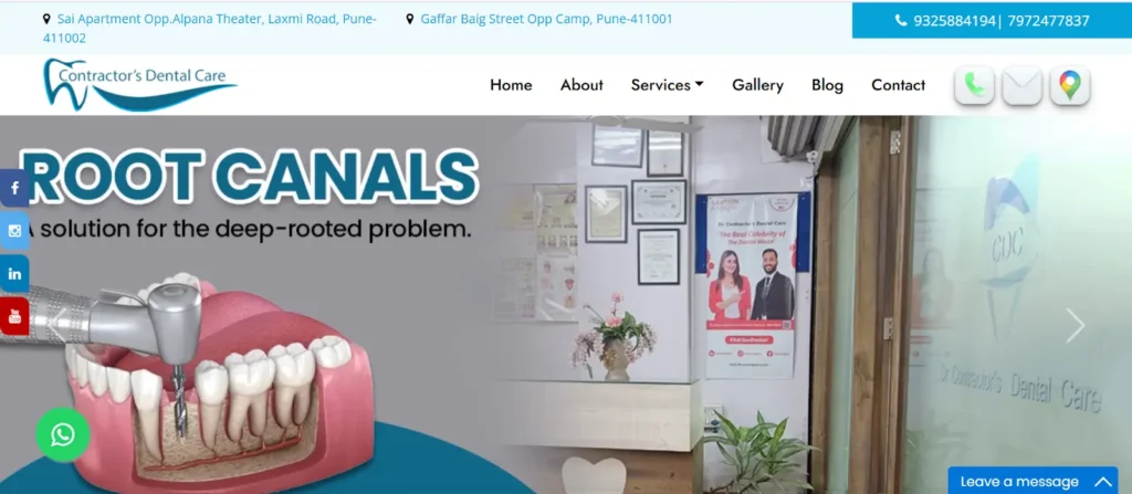 Dr. Contractors Dental Care website banner image