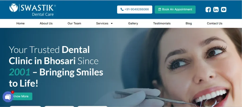 Swastik Dental Care website banner image