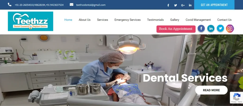 Teethzz Dental Cosmetic Implant Center website banner image