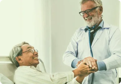 a doctor with happy patient