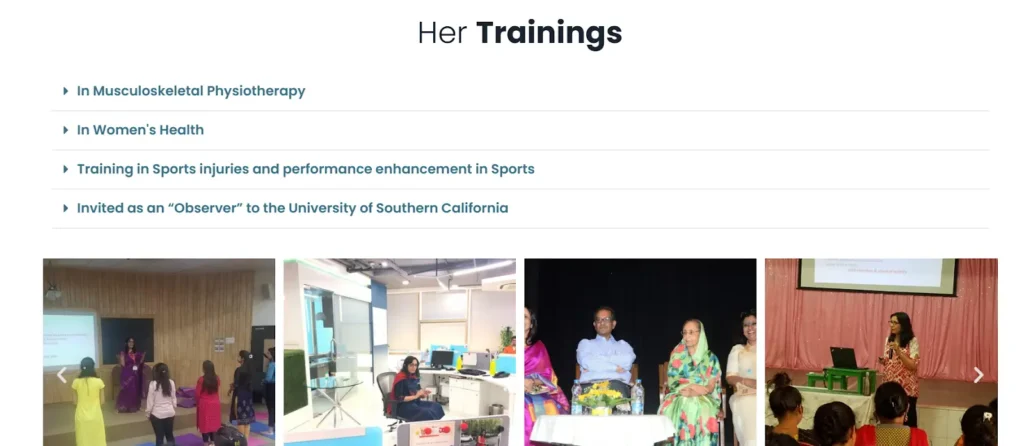 Dr. Snigdha Mehta- her training sessions