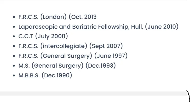Doctor qualifications list