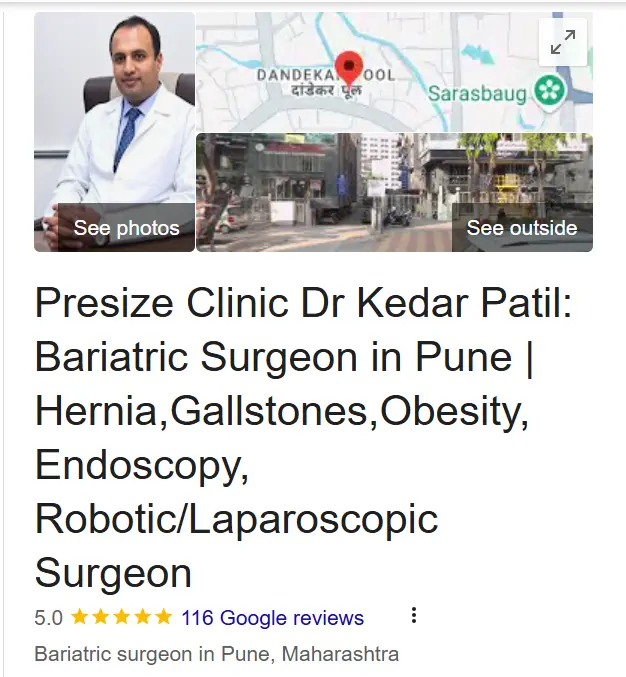 Dr. Kedar Patil - Bariatric surgeon profile with clinic location map
