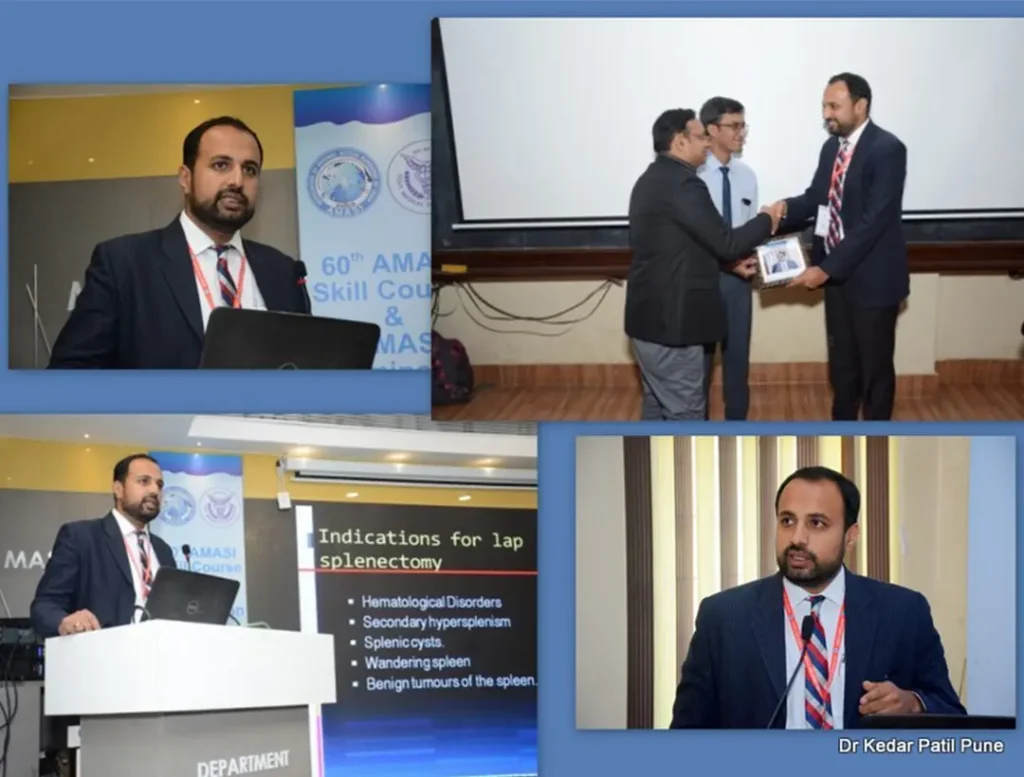 Dr. Kedar Patil speaking and receiving award at conference