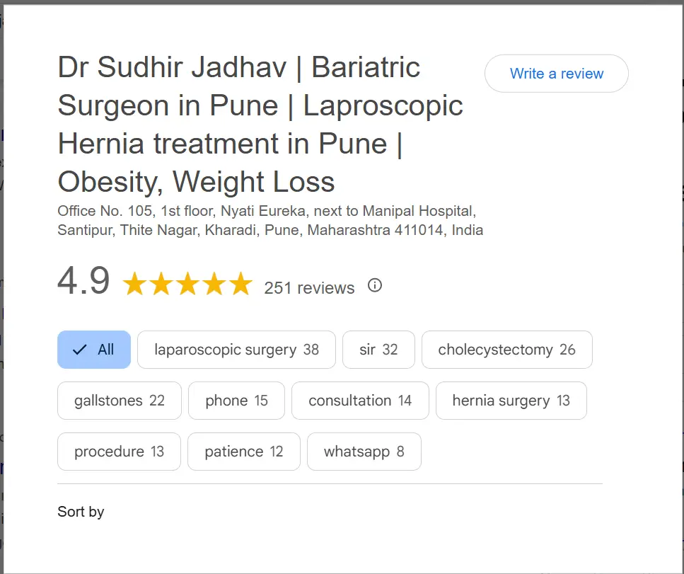 Dr. Sudhir Jadhav Google Business Profile snippet