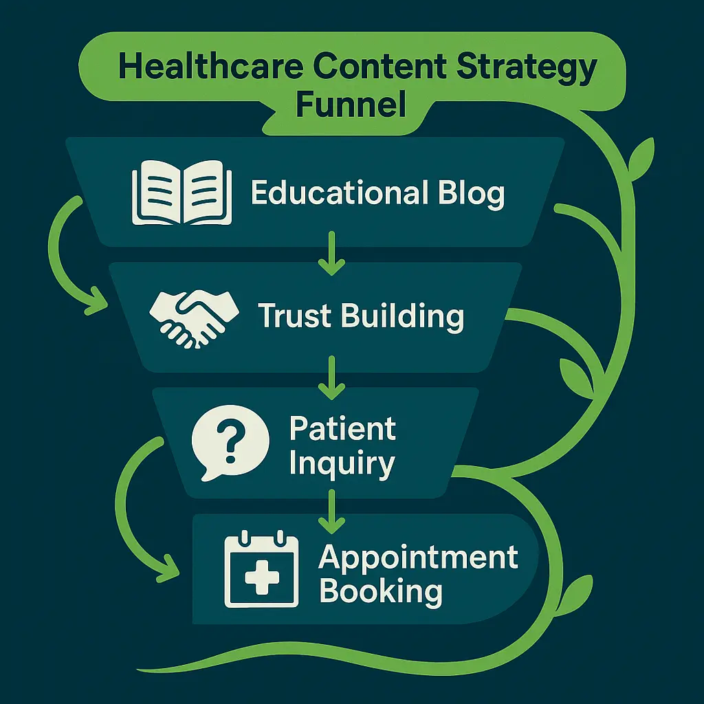 Healthcare content strategy funnel diagram