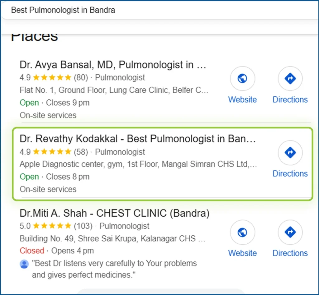 best pulmonologist in bandra dr revathy kodakkal ranking