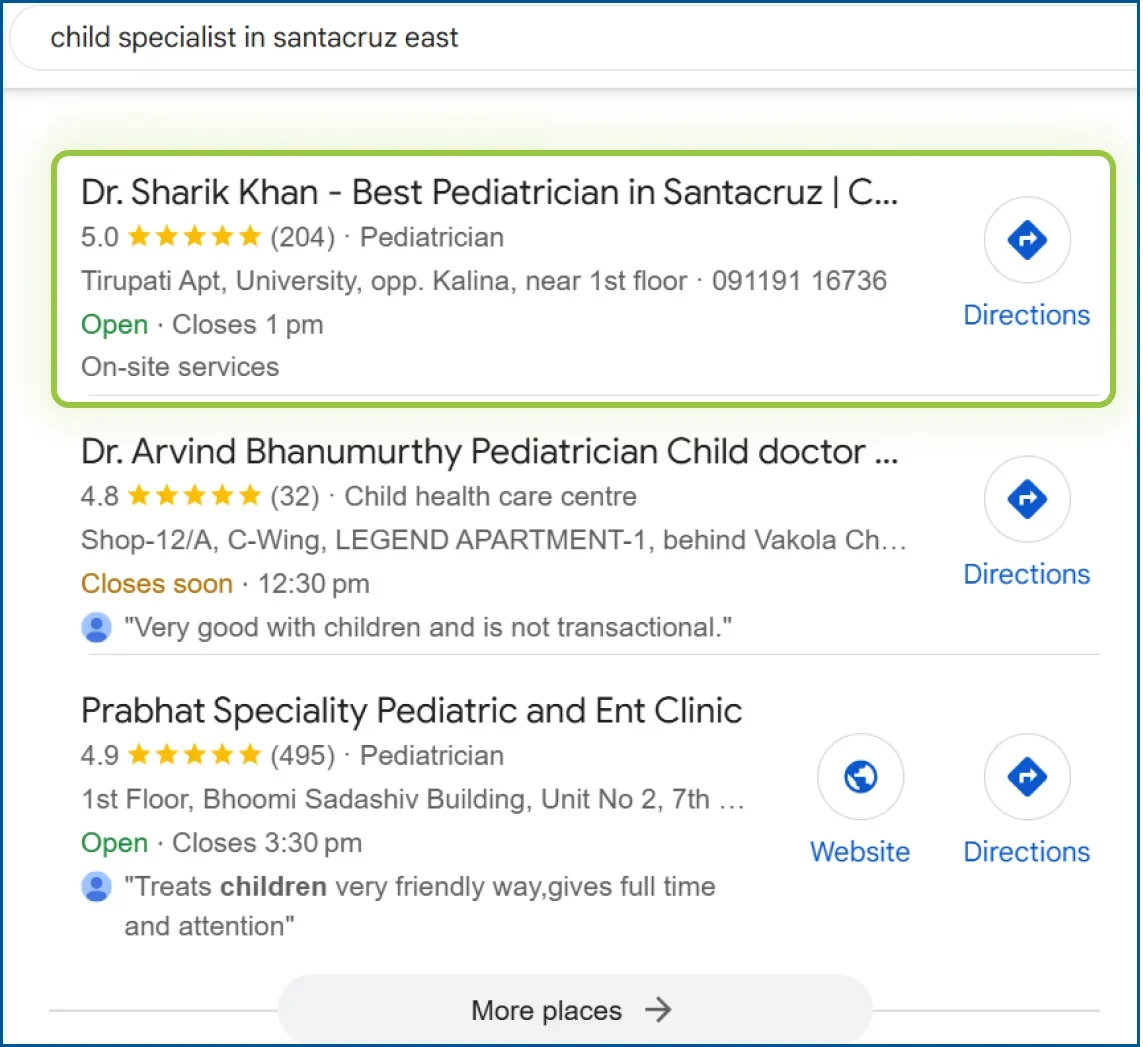 child specialist santacruz east dr sharik khan