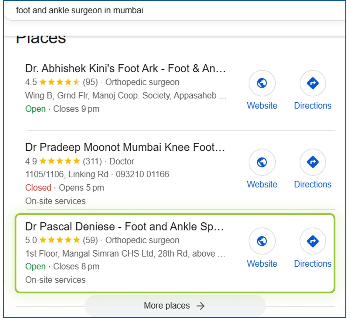 foot and ankle surgeon in mumbai dr pascal deniese ranking