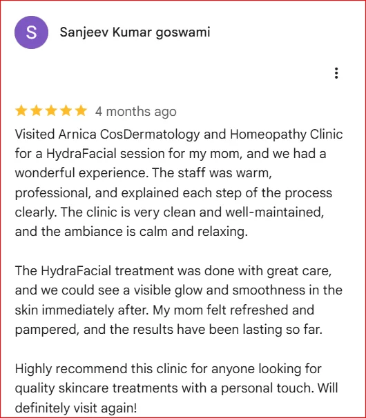 Arnica Skin Clinic - Google Review
