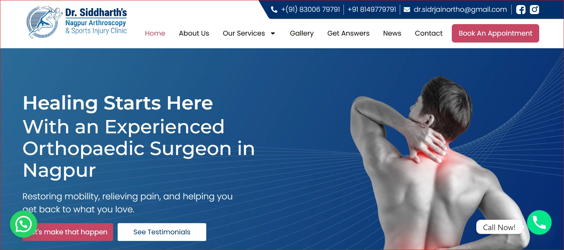 Google Business Profile listing of Dr. Siddharth Jain, best orthopedic and arthroscopic surgeon in Nagpur