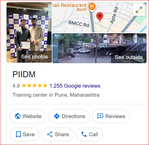 PIIDM training center in Pune 4.9 stars 1255 reviews