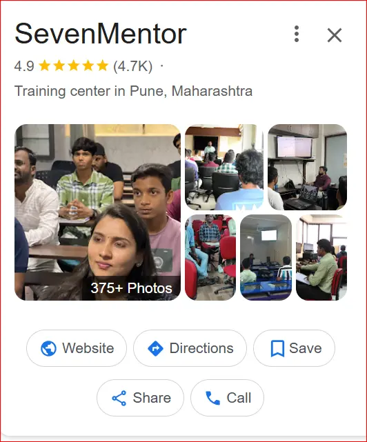 SevenMentor training center in Pune 4.9 stars 4.7K reviews