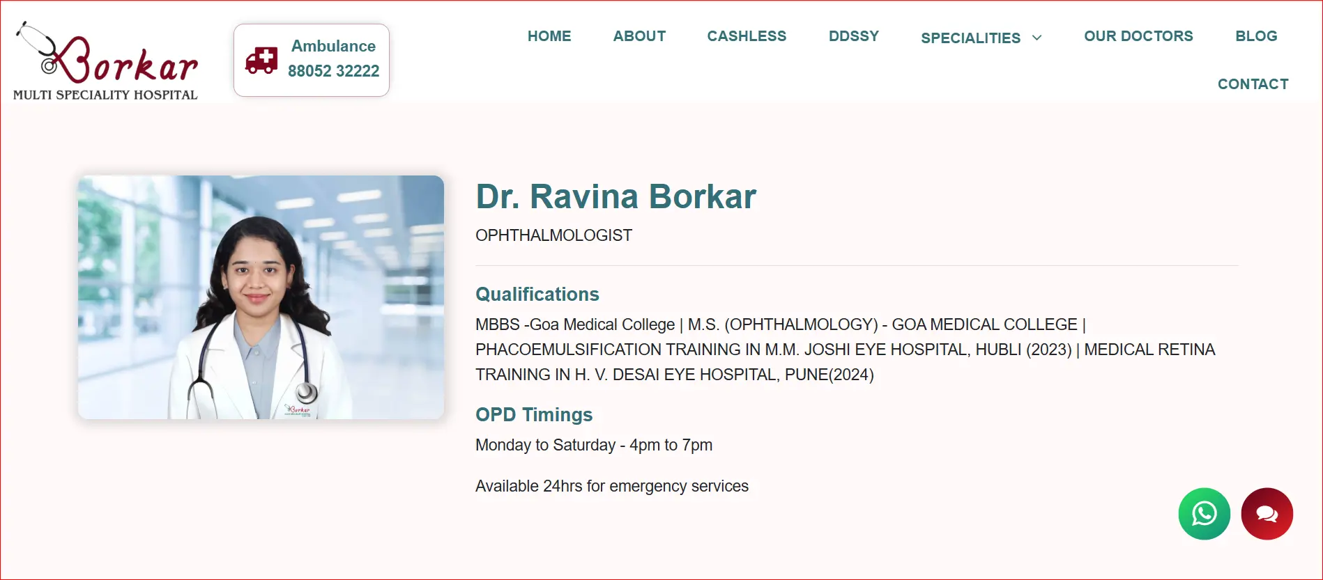 Dr Ravina Borkar - best eye specialist in Margao Goa