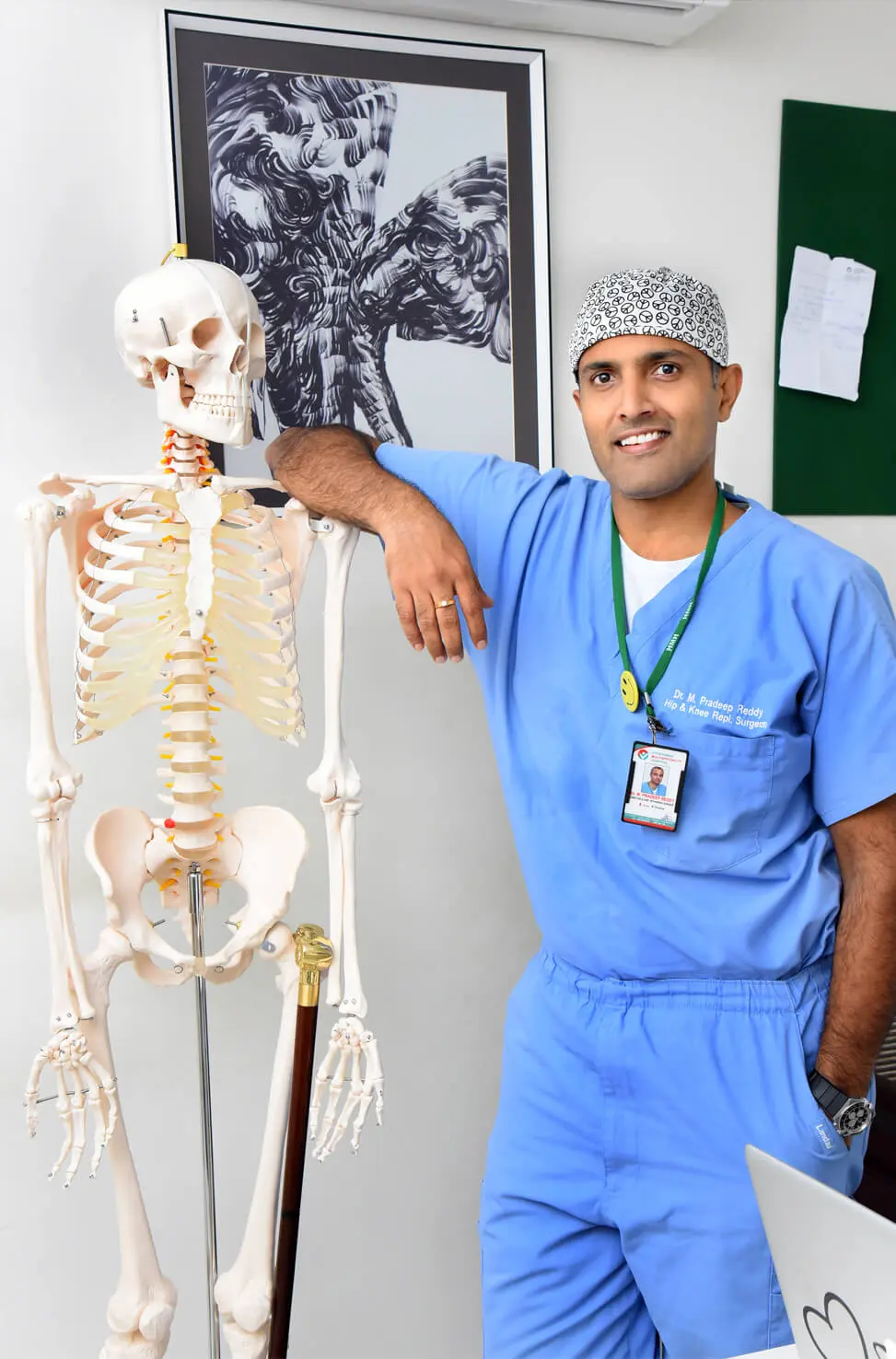 Joint Replacement Specialist with Human Skeleton Model