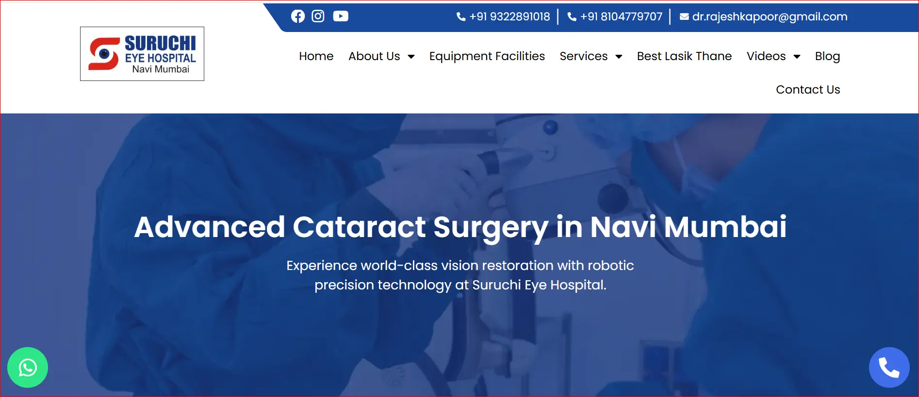 Advanced cataract surgery at Suruchi Eye Hospital in Navi Mumbai using robotic precision technology