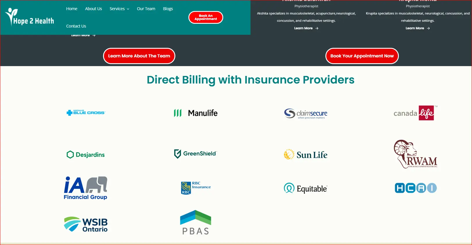 Direct Billing with Major Insurance Providers for Physiotherapy Services