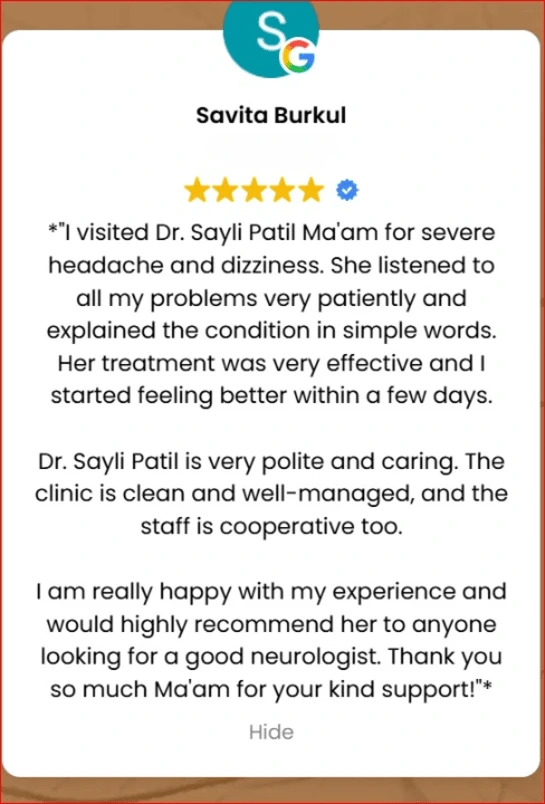 Dr. Sayali Kalbhor Patil Google Review