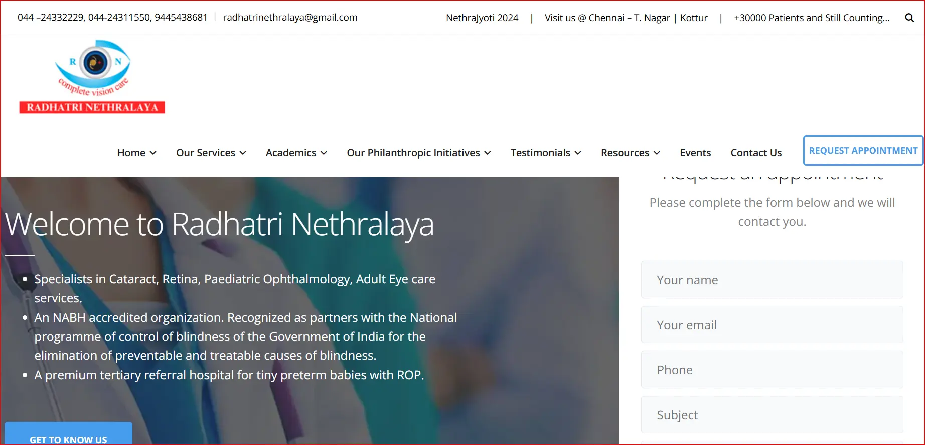 Radhatri Nethralaya offering advanced ophthalmology and eye care services
