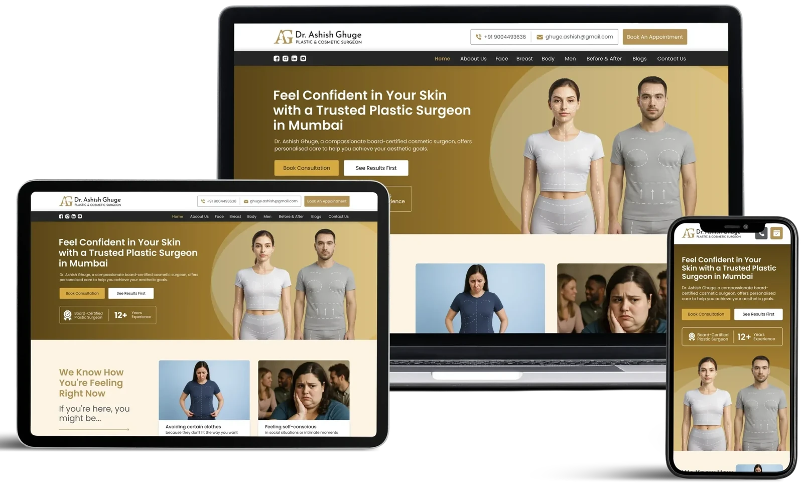 Dr Ashish Ghuge website by GrowthPixel shown on a laptop, a tablet and a phone